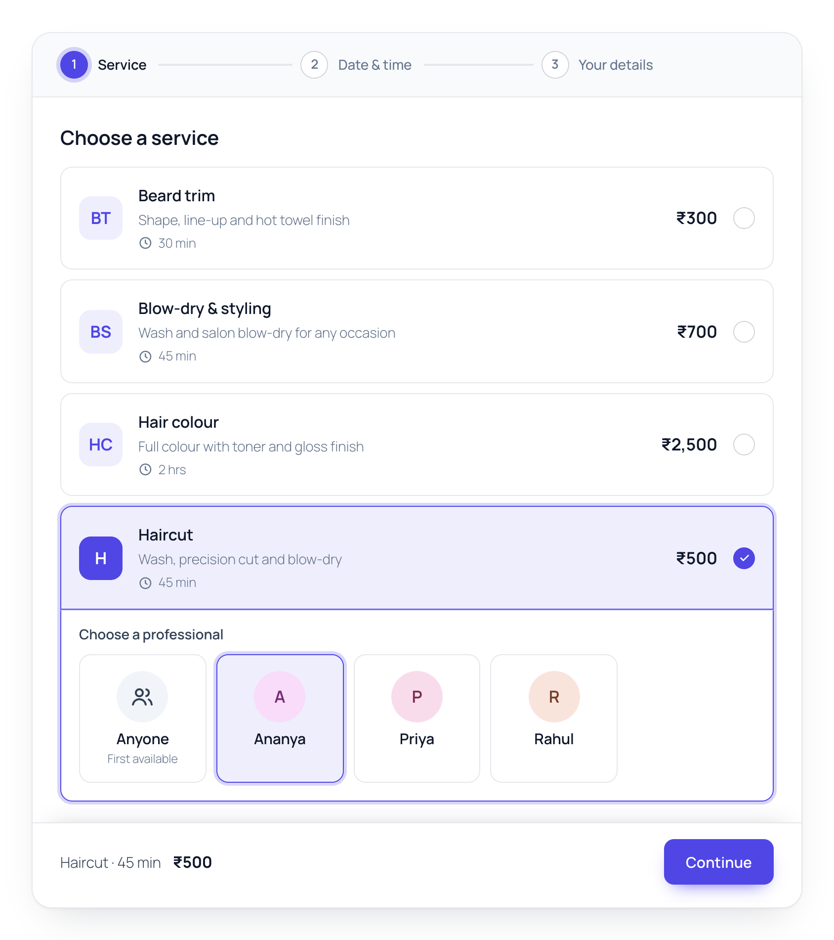 Choosing a service and a professional